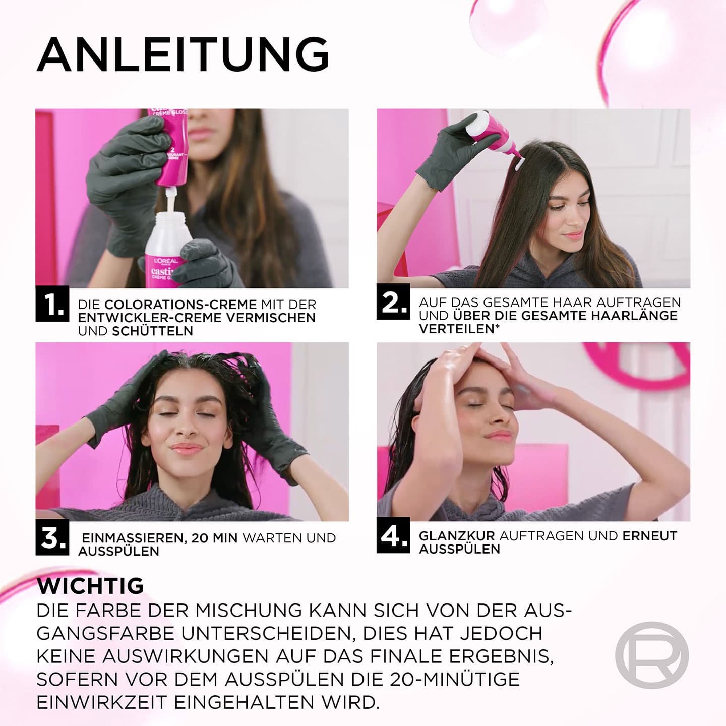 Awendungsanleitung in 4 Schritten mit Abbildungen